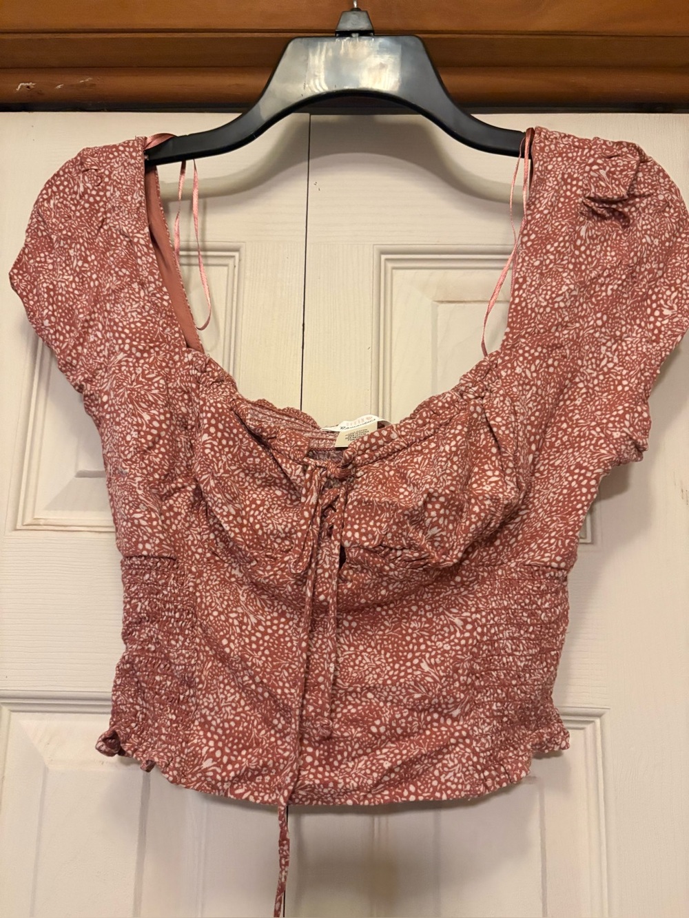 URBAN Romantics Dusty Rose Speckled Tie-Front Crop Top